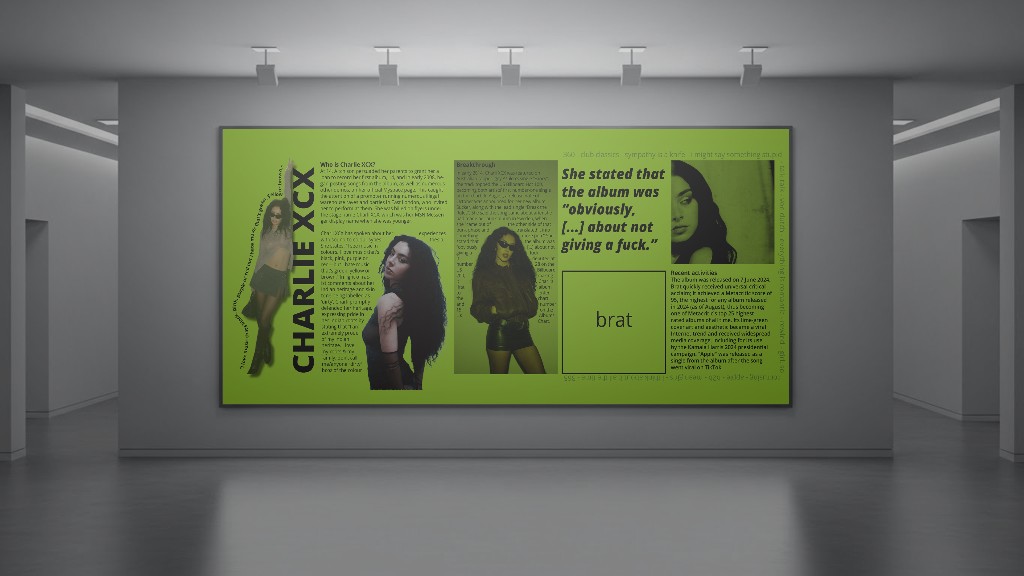 Charlie XCX mini-expositie mock-up in galerie