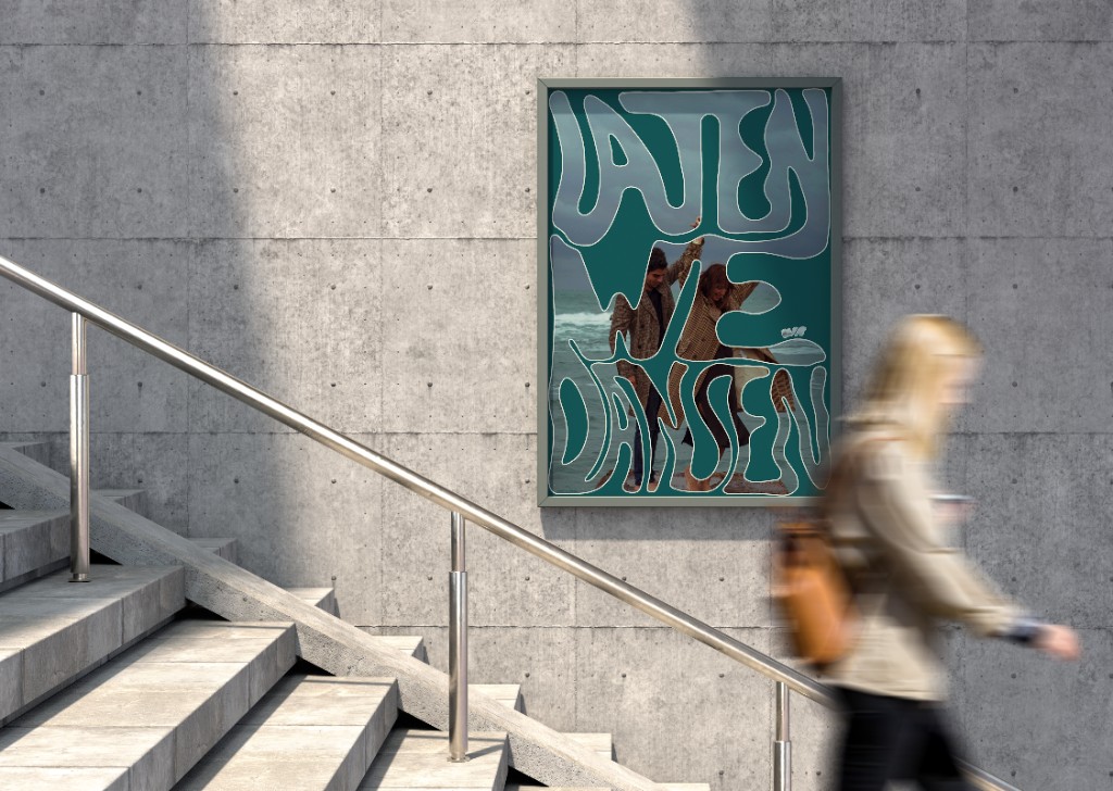 Poster ‘Laten we dansen’ in straatcontext