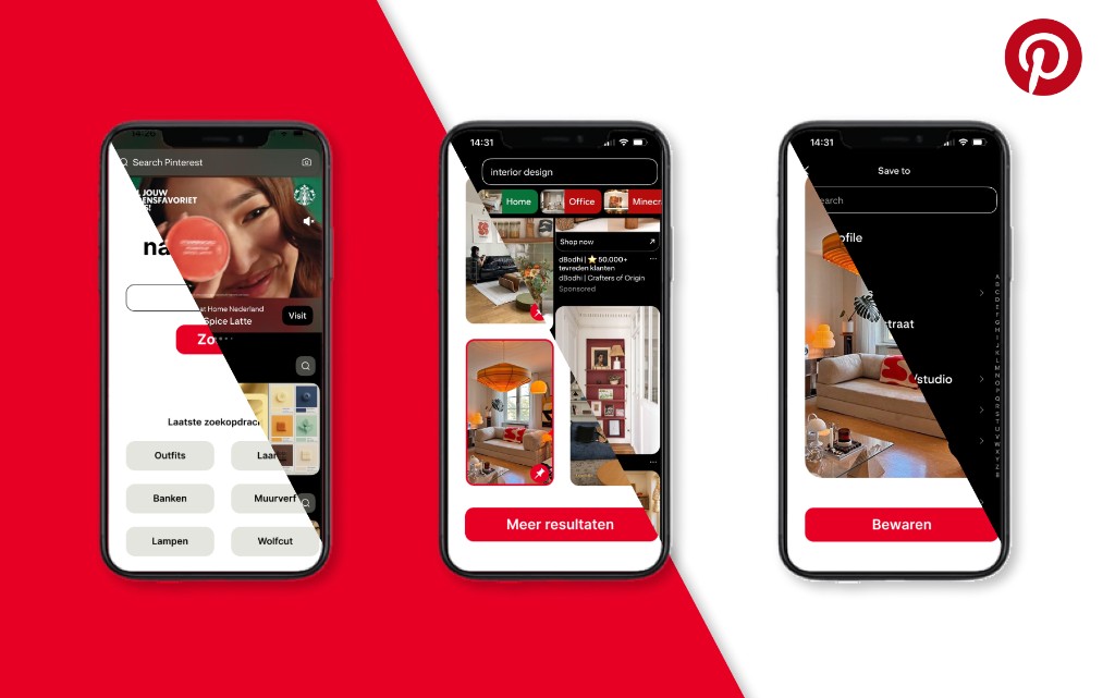 Herontwerp kernfunctionaliteiten Pinterest