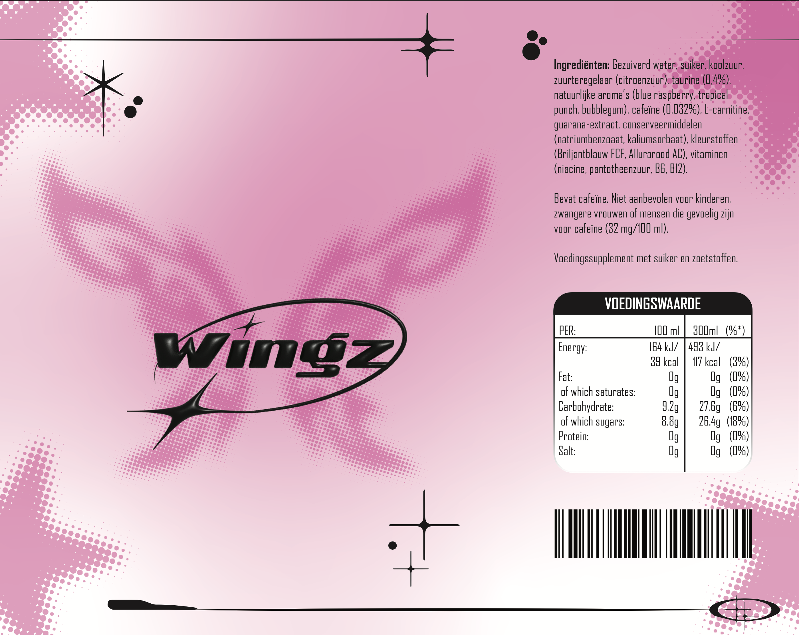 Drukklare versie blikjesetiket Wingz